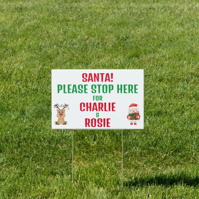 Santa Please Stop Here Personalized Yard Sign (Insitu)