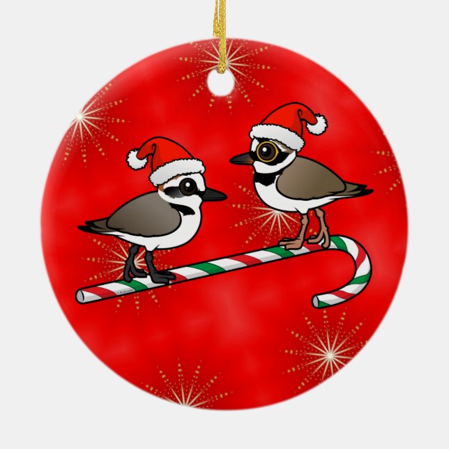 Santa Plovers Ceramic Ornament (Back)
