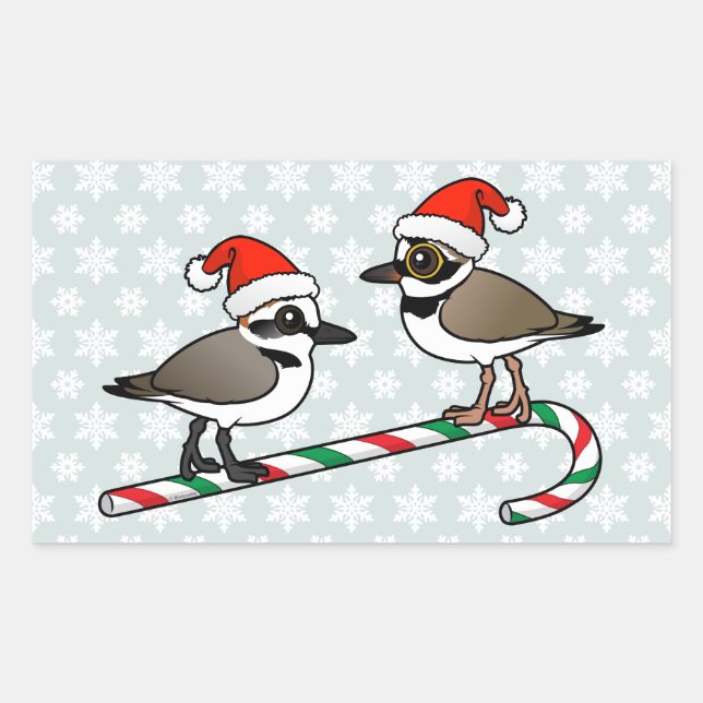 Santa Plovers Rectangular Sticker (Front)