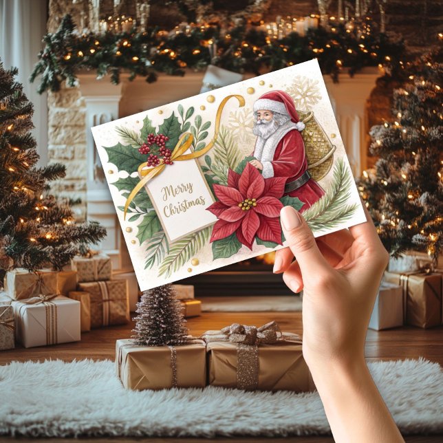 Santa & Poinsetta Christmas Card (Creator Uploaded)