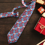 Santa Poinsettia Traditional Add Initial Christmas Neck Tie<br><div class="desc">This fun and festive design features a hand drawn Santa Claus and poinsettia in classic red and blue for that cozy,  traditional holiday feeling with a hint of whimsy. Original art by Malissa Melrose. Add Initials to personalize.</div>