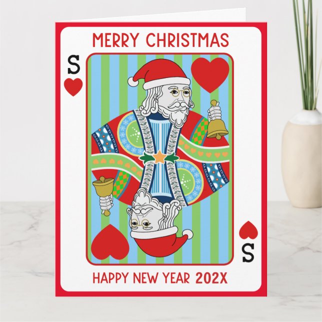 Santa Poker Christmas and Happy new year Card (Front)