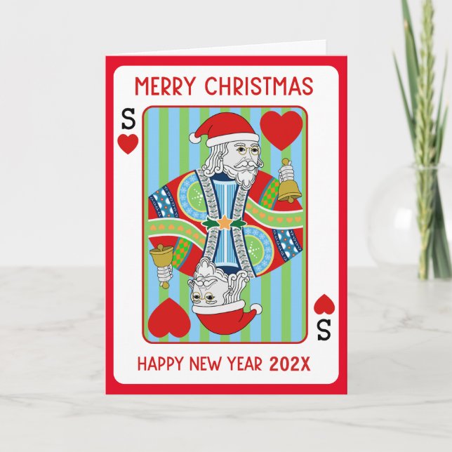 Santa Poker Christmas and Happy new year Card (Front)