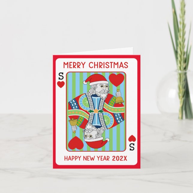 Santa Poker Christmas and Happy new year Card (Front)