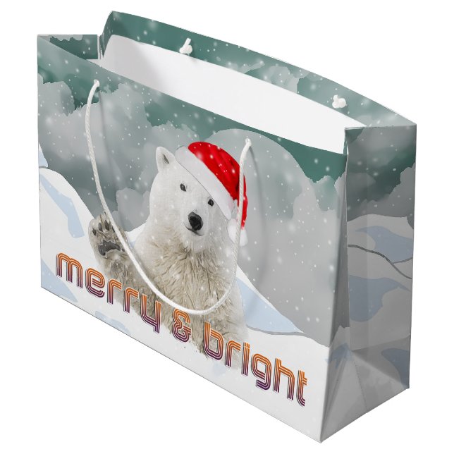 Santa Polar Bear | Beary Christmas Gift Bag (Back Angled)