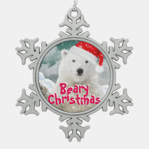 Santa Polar Bear Beary Christmas Ornament
