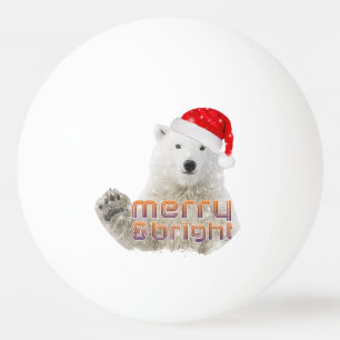 Santa Polar Bear Beary Christmas Ping Pong Ball