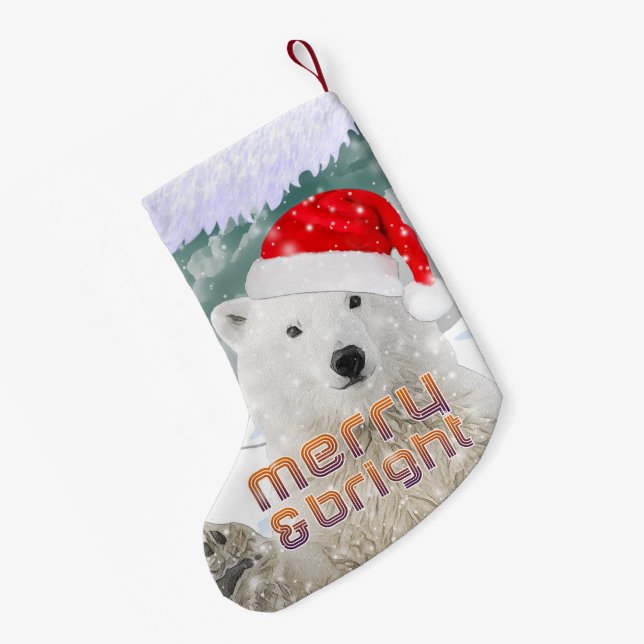 Santa Polar Bear | Beary Christmas Stocking (Back (Hanging))