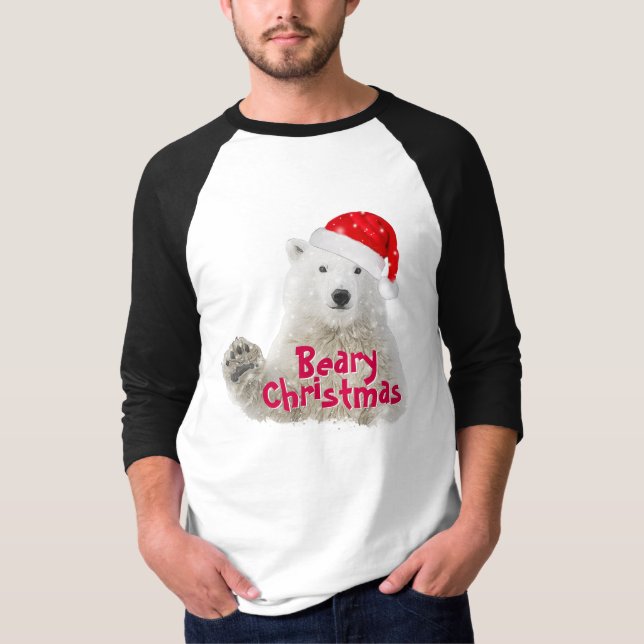 Santa Polar Bear | Beary Christmas T-Shirt (Front)