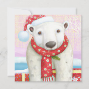 Santa Polar Bear budget Christmas Holiday Card