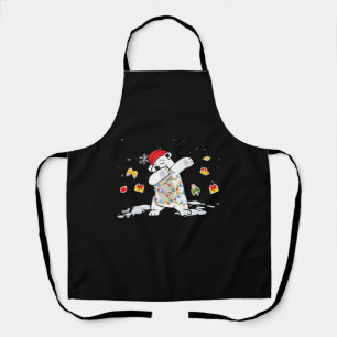 Santa Polar Bear Christmas Lights Bear Lover Apron