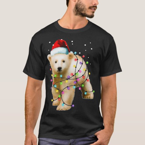 Santa Polar Bear Christmas Men Women Kids Bear  T_Shirt