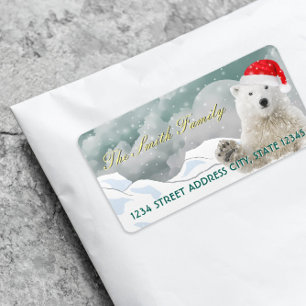Santa Polar Bear Custom Return Address Labels