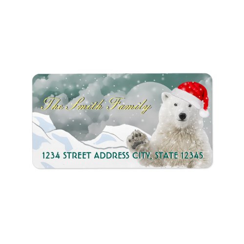Santa Polar Bear  Custom Return Address Labels