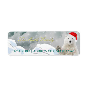 Santa Polar Bear Custom Return Address Labels
