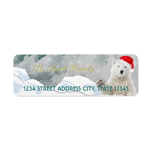 Santa Polar Bear  Custom Return Address Labels