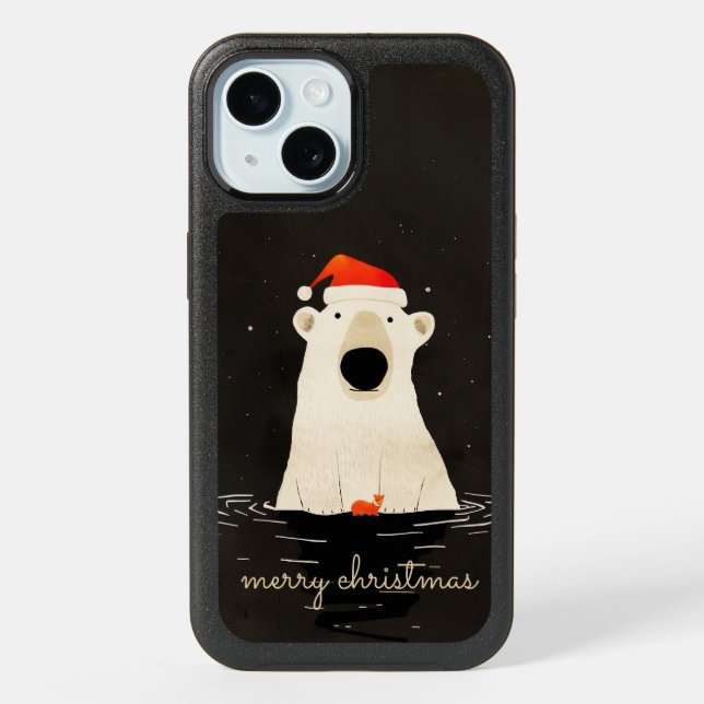 Santa Polar Bear iPhone 15 Case (Back)
