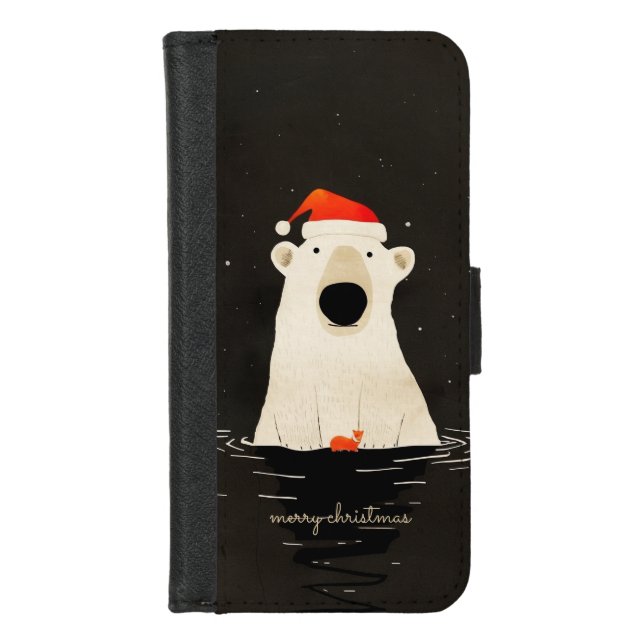 Santa Polar Bear iPhone Wallet Case (Front)