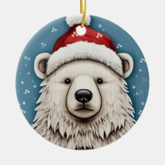 Santa Polar Bear Ornament