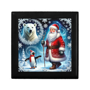 🎅 Santa Polar Bear Penguin Festive Winter Holiday Gift Box