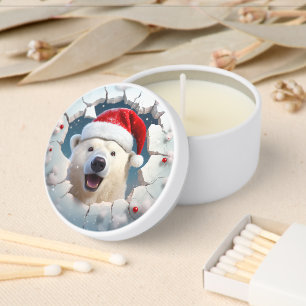Santa Polar Bear Snow Wall Mini Candle Favors