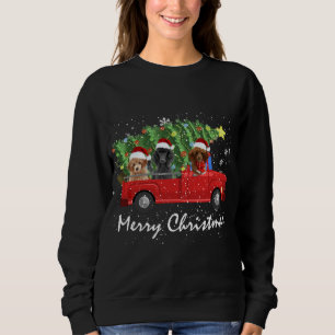 Santa Poodle Riding Red Truck Merry Christmas Sweatshirt