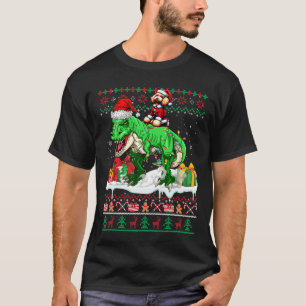 Santa Poodle Riding T-rex Christmas Sweater Lover