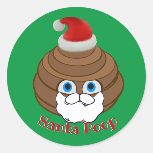 Santa Poop Emoji Classic Round Sticker