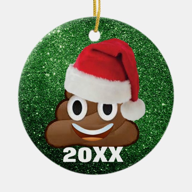 Santa Poop Emoji With Santa Hat Christmas Ornament (Front)