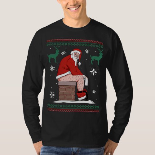Santa Pooping Down The Chimney Ugly Sweater Christ