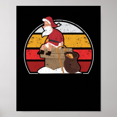 Santa Poops In The Chimney Christmas Poster