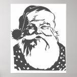 Santa Pop art Merry Christmas light gray Poster<br><div class="desc">By popular request
 
 Well,  finally here it is.
The black and white (actually 30% gray and white).
All sizes. (if necessary use the zoom in,  zoom out button,  custom text can be added)</div>