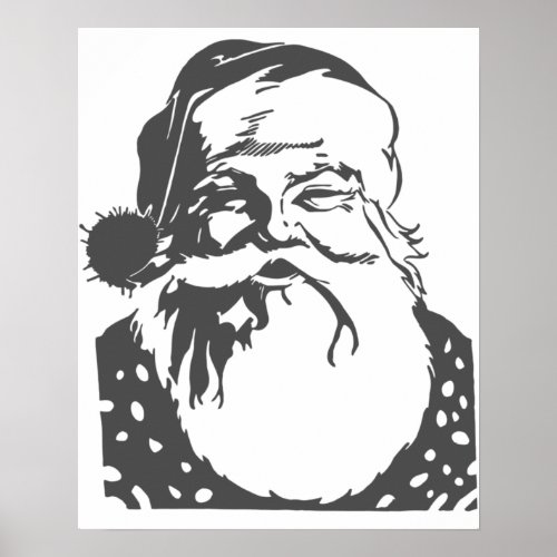 Santa Pop art Merry Christmas light gray Poster