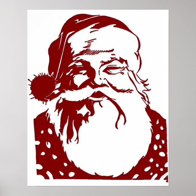 Santa Pop art Merry Christmas red Poster (Front)