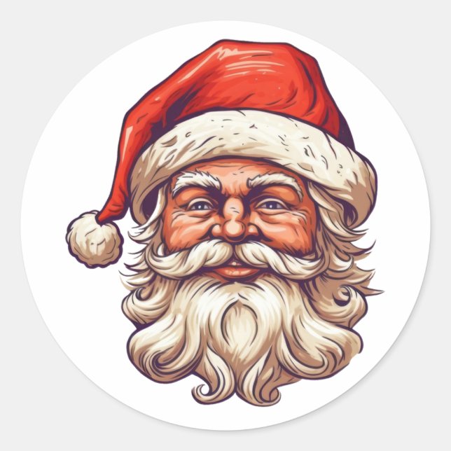 Santa portrait drawing.  classic round sticker (Front)