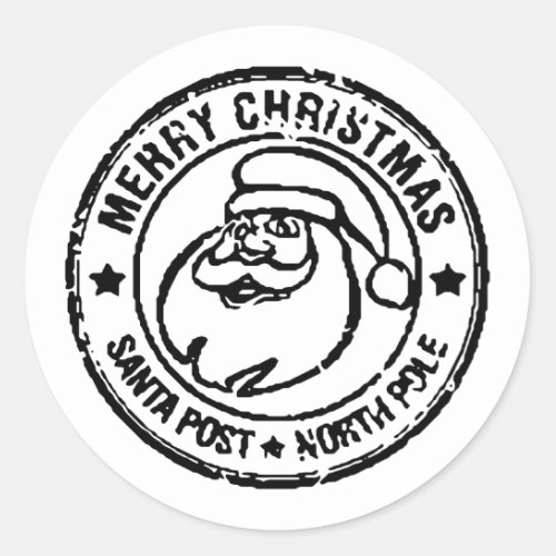 Santa Post North Pole Christmas Favor Present Gift Classic Round Sticker