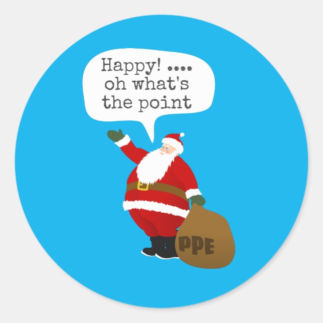 Santa PPE Classic Round Sticker (Front)