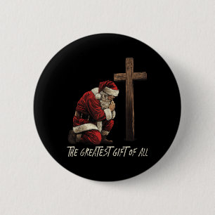Santa Praying Faithful Jesus Born Christmas Tank T Button