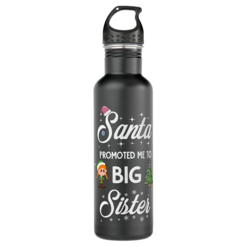 Santa Promoted Me to Big Sister Baby Announcement  Stainless Steel Water Bottle