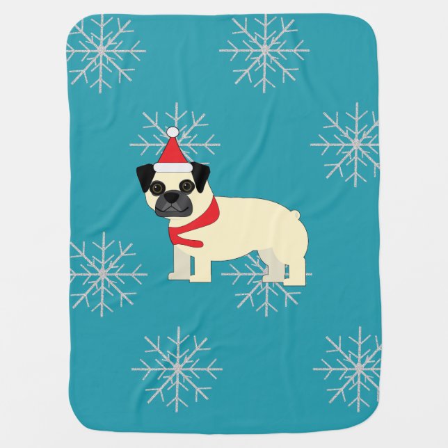 Santa Pug Baby Blanket (Front)