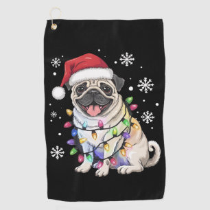 Santa Pug Christmas Lights Xmas Dog Lover  Golf Towel