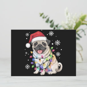 Santa Pug Christmas Lights Xmas Dog Lover Holiday Card