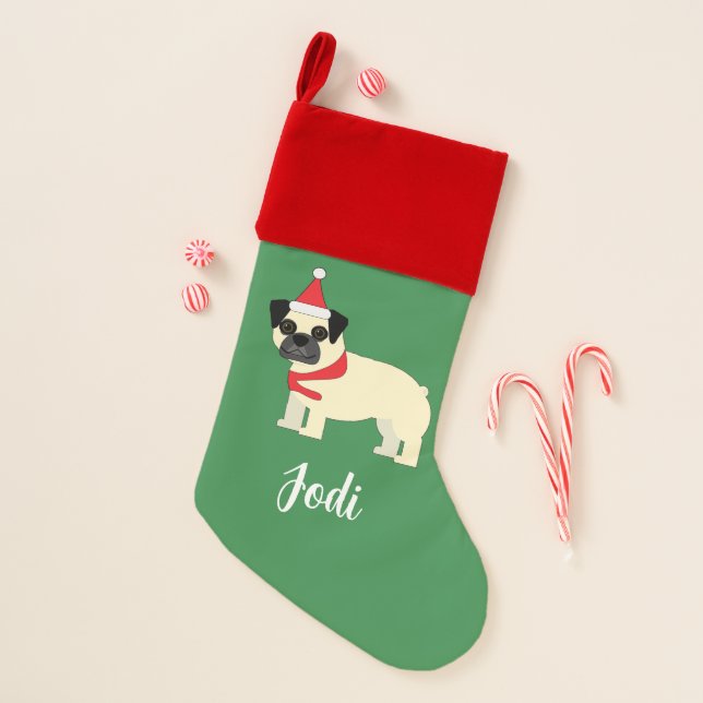 Santa Pug Christmas Stocking (Front)