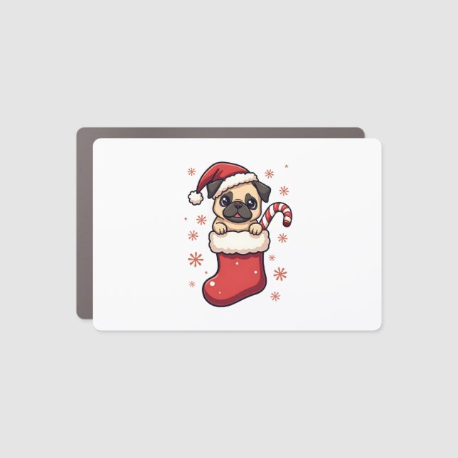 Santa Pug Delight Car Magnet (Front)