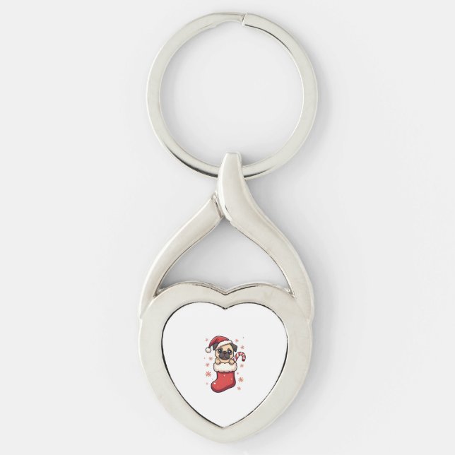 Santa Pug Delight Keychain (Front)