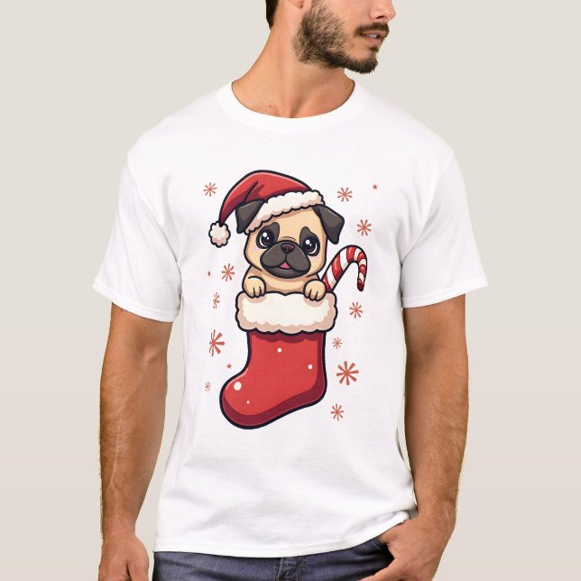 Santa Pug Delight T-Shirt (Front)