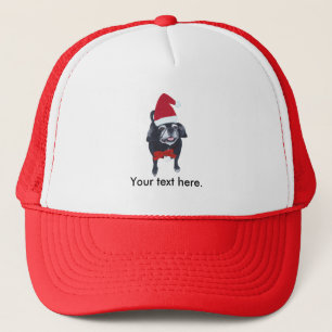 Santa Pug Dog Red Bow Your Text Christmas Hats