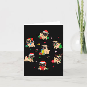 Santa Pug Light Gorgeous Reindeer Pajama Christmas Card