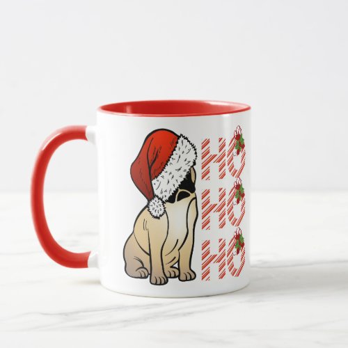 Santa Pug Mug Cute Dog in Santa Hat Hot Cocoa Mug