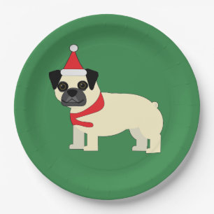 Santa Pug Paper Plates